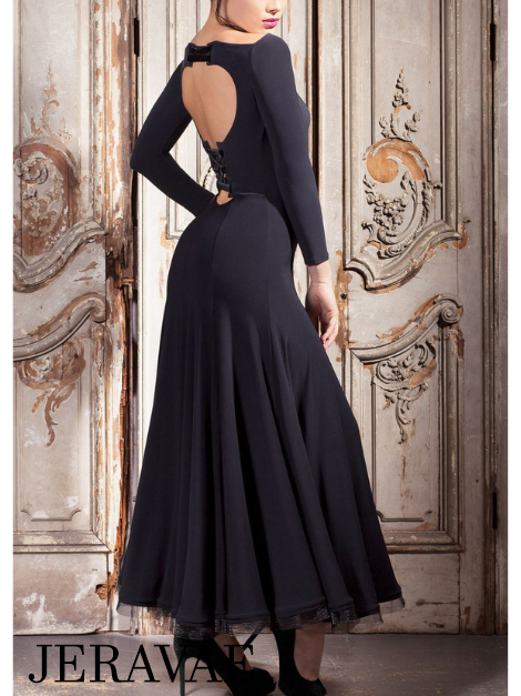 Long Smooth Ballroom Practice Dress with Long Sleeves and Lace-up Back –  Jeravae