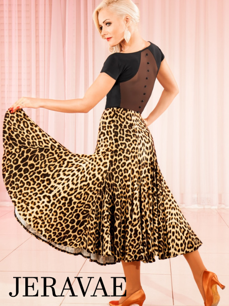 Short Sleeve Leopard Print or Black Bodysuit Latin Ballroom Practice T –  Jeravae