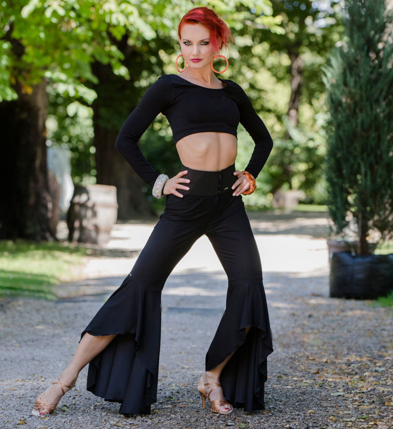 Body Positive Senga Dancewear BRANDO Women's Black Practice/Teaching Asymmetrical Flared Dance Pants US Sizes 8-18 PRA 963 in Stock