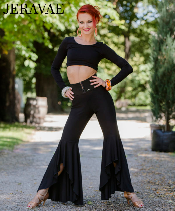 Body Positive Senga Dancewear BRANDO Women's Black Practice/Teaching Asymmetrical Flared Dance Pants US Sizes 8-18 PRA 963 in Stock