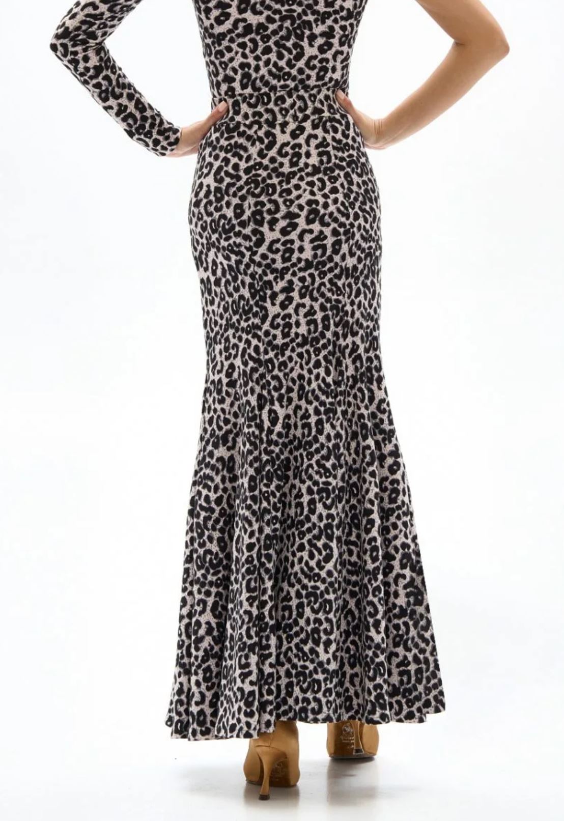 Women's leopard ballroom dancing skirt