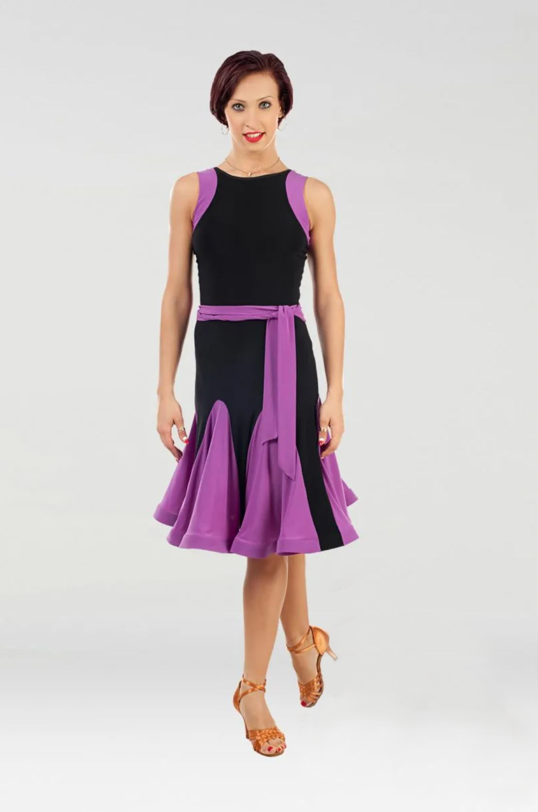 Black Latin Practice Dress with Fuchsia Details Pra 1351