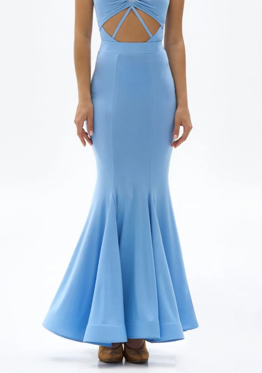 Sky blue ballroom dance skirt for women