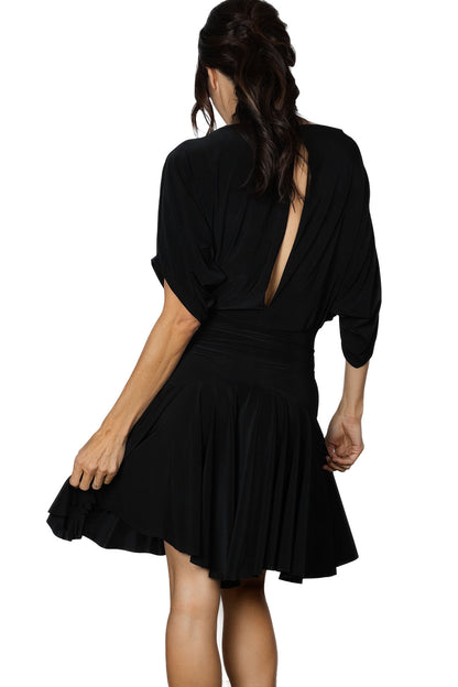 Back slit on black Latin dress
