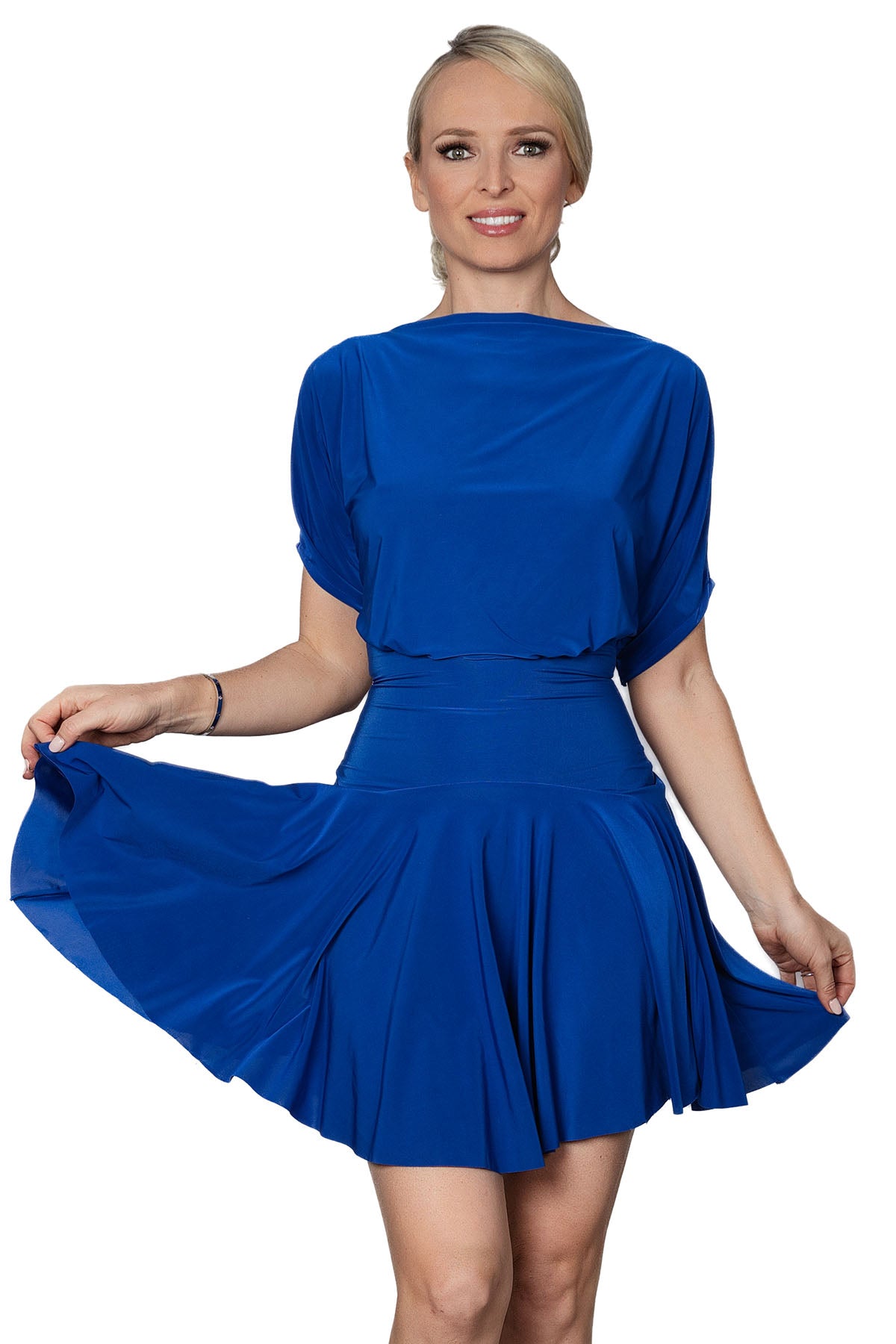 Women's blue Latin dress with back slit
