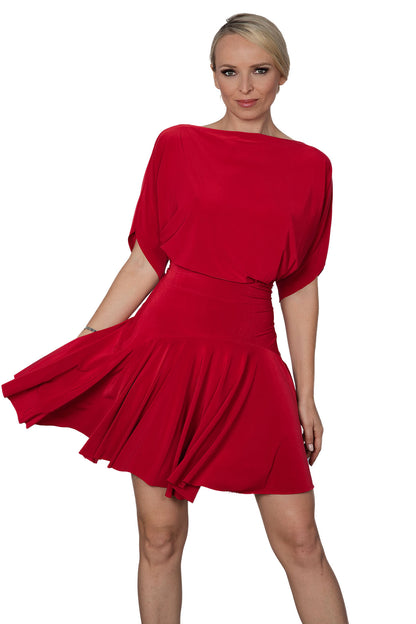 Women's red Latin dress with flowing skirt