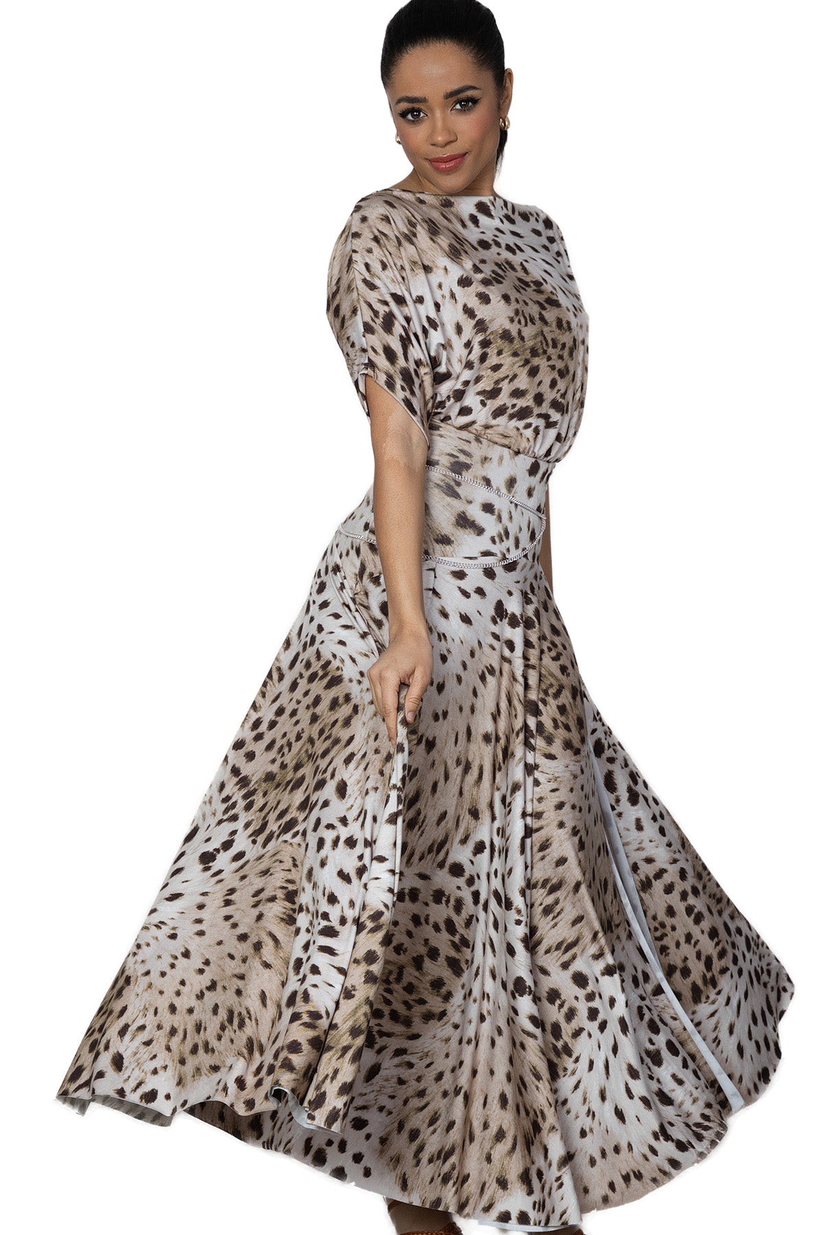 Women's leopard print ballroom dance dress