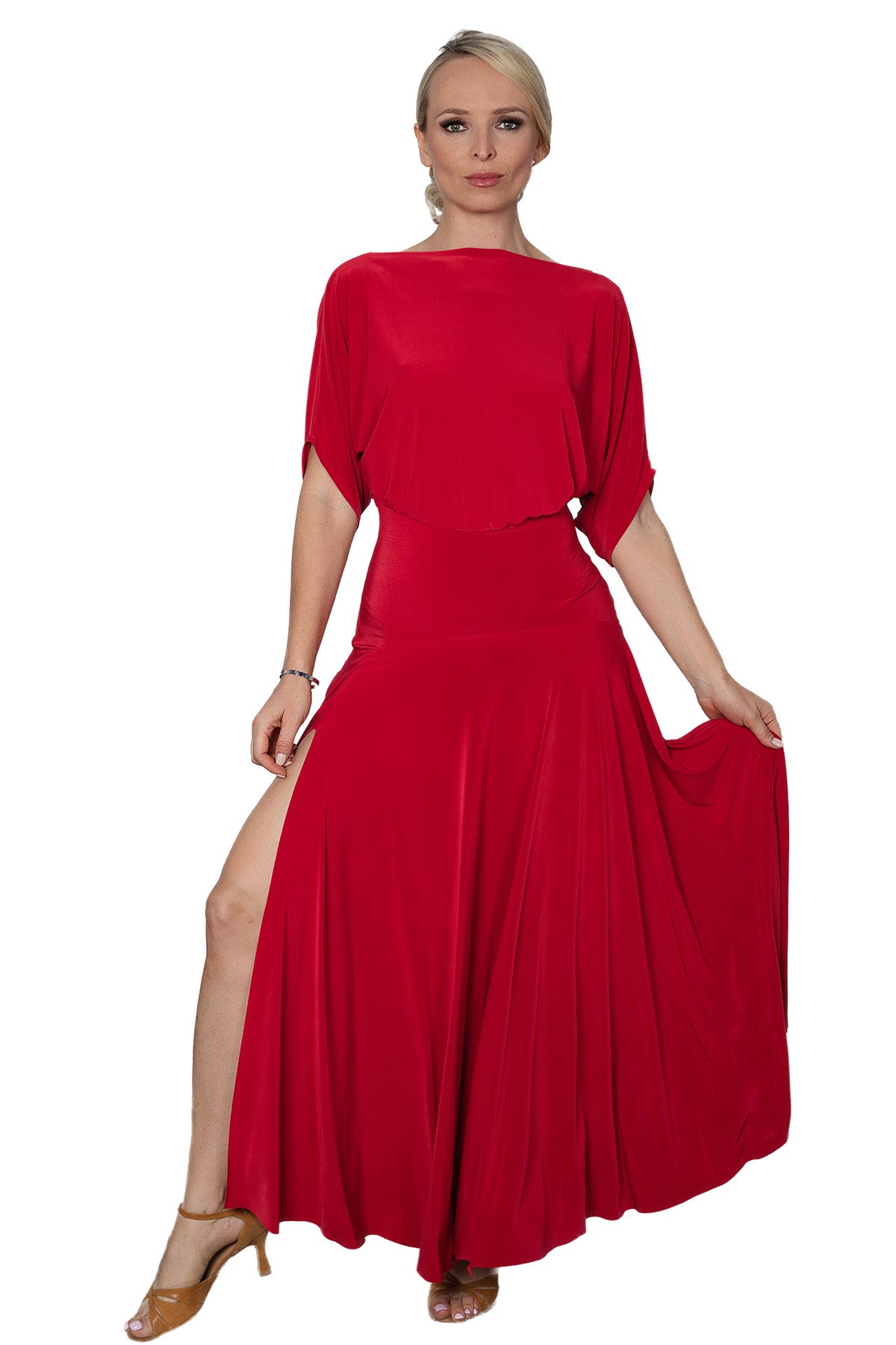 Women's red ballroom practice dress with loose top