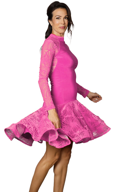 Pink velvet Latin practice dress for women