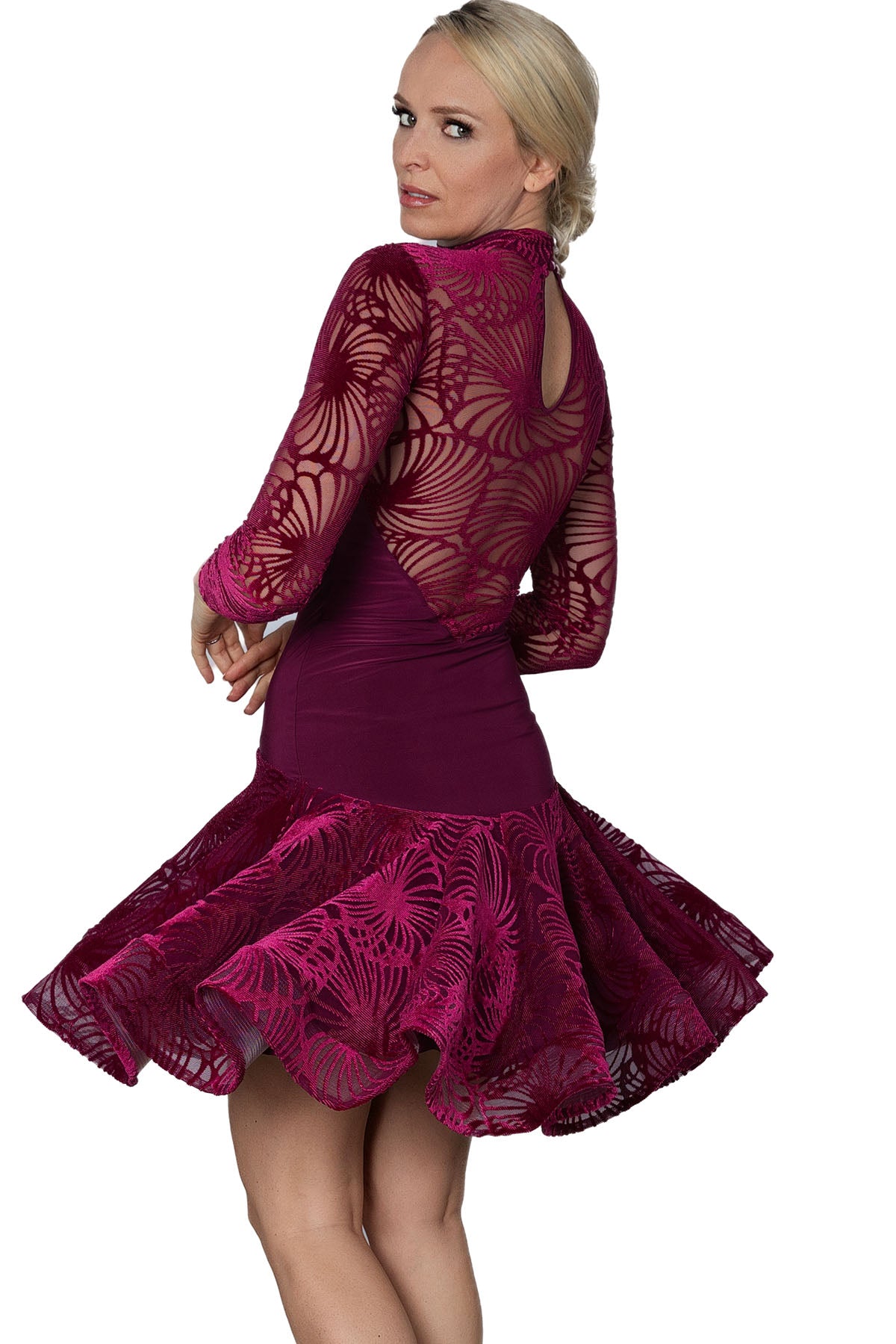 Women's velvet burnout Latin dance dress