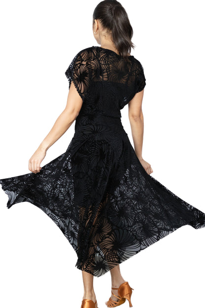 Black velvet ballroom dance dress for ladies