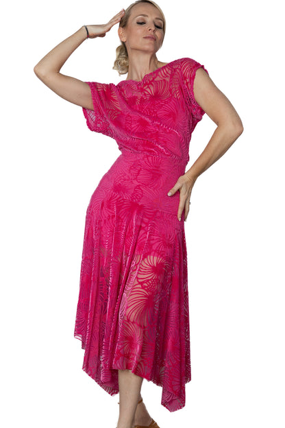 Ladies' pink velvet ballroom dress with loose top