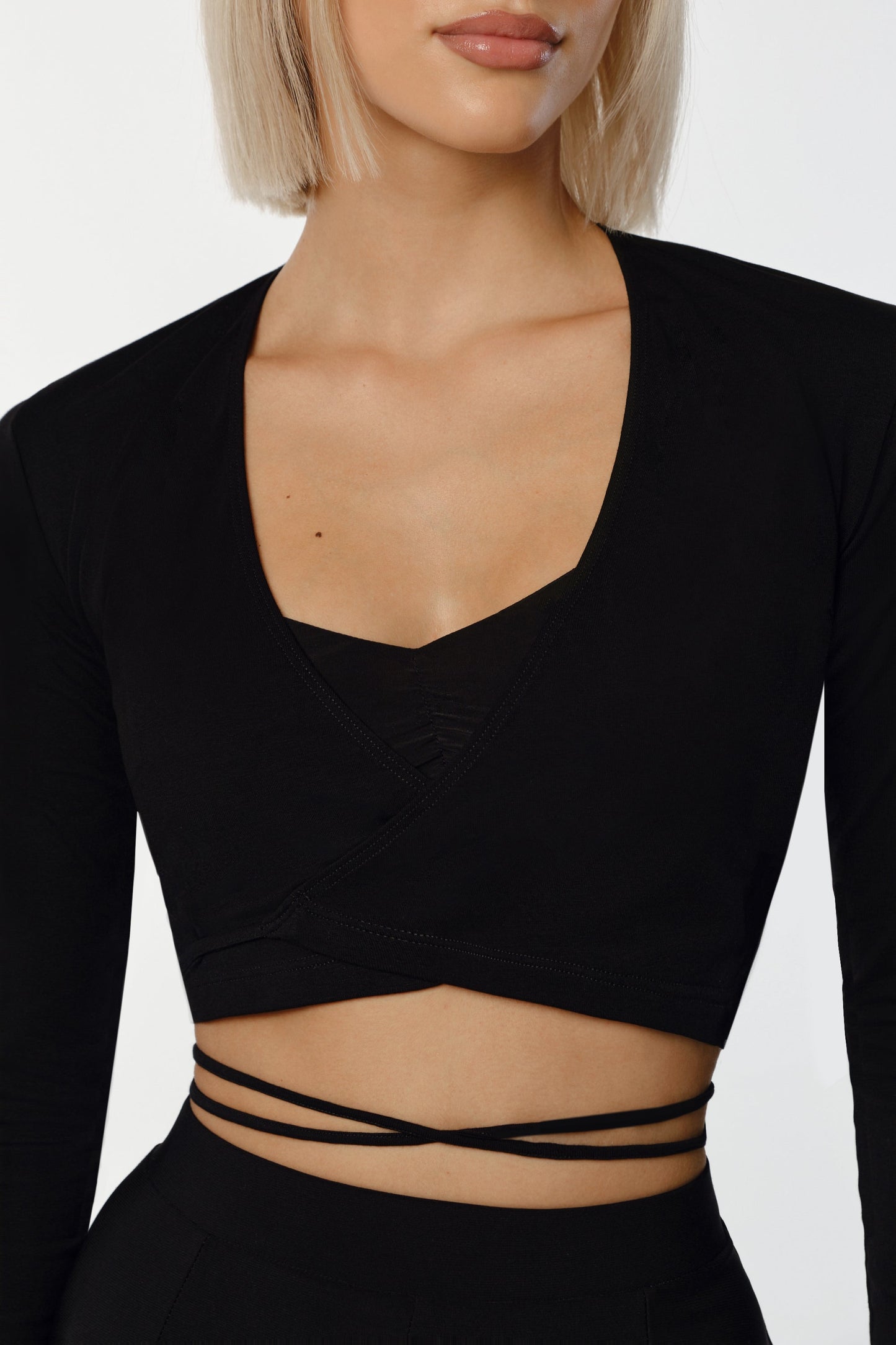 Danza Fiori Black Ballet Wrap Practice Top Pra 1236