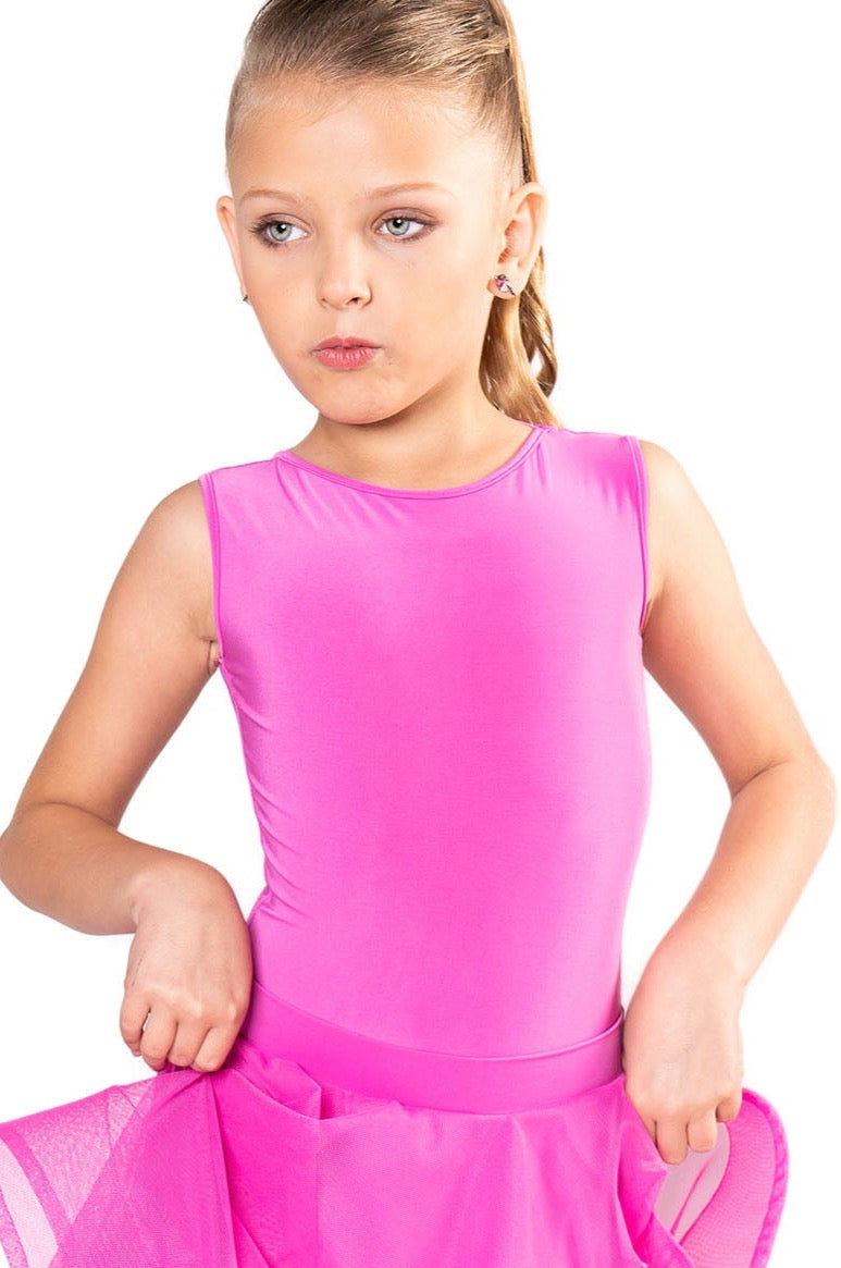 Girl's pink sleeveless dance bodysuit