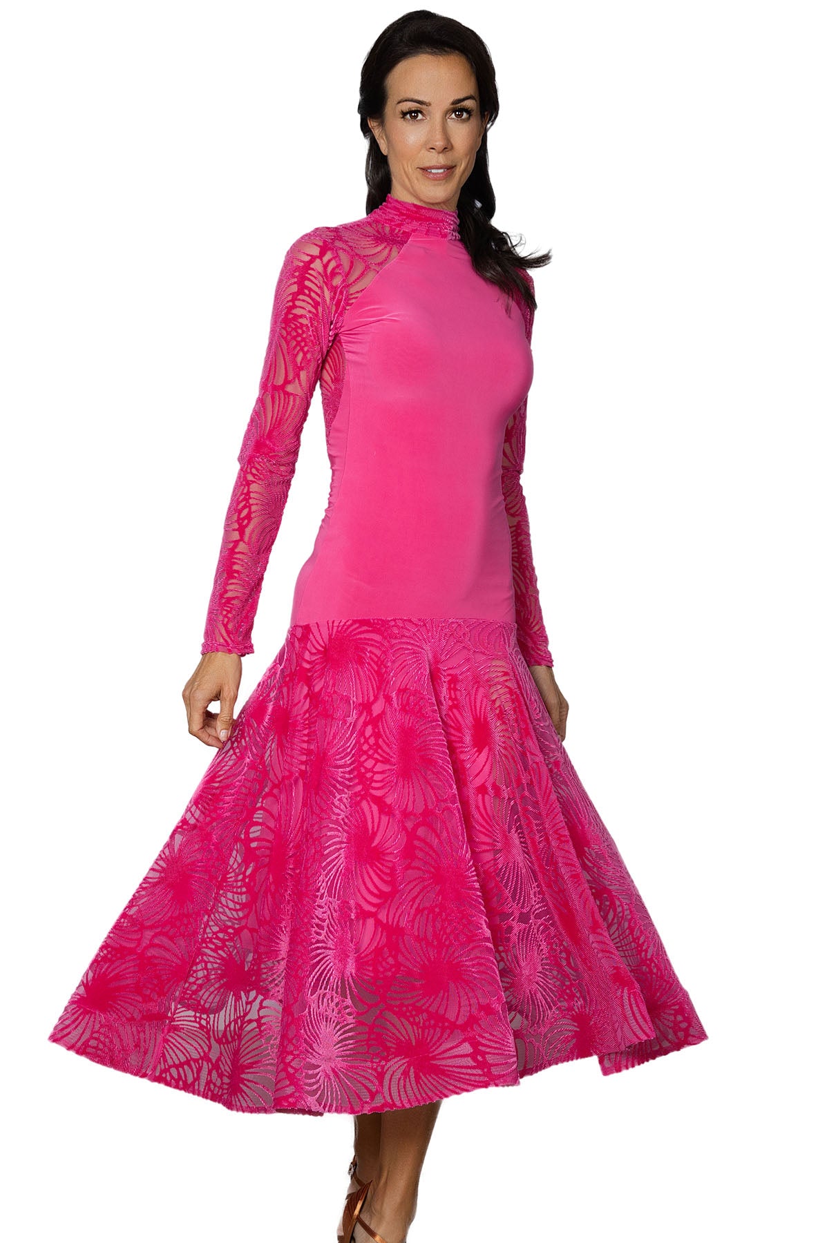 Women's pink velvet ballroom practice dress