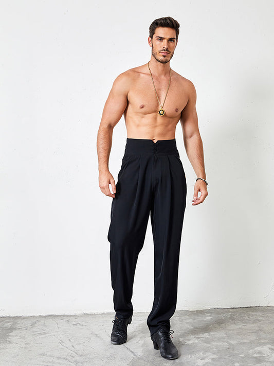 Black Classic Fit Men's Latin and Ballroom Dance Pants