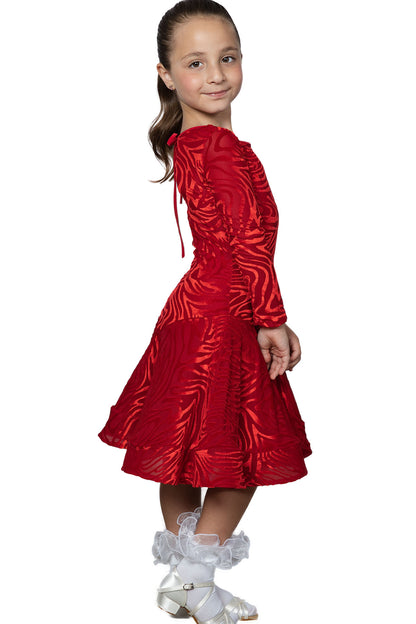 Velvet Latin dance for girls in red