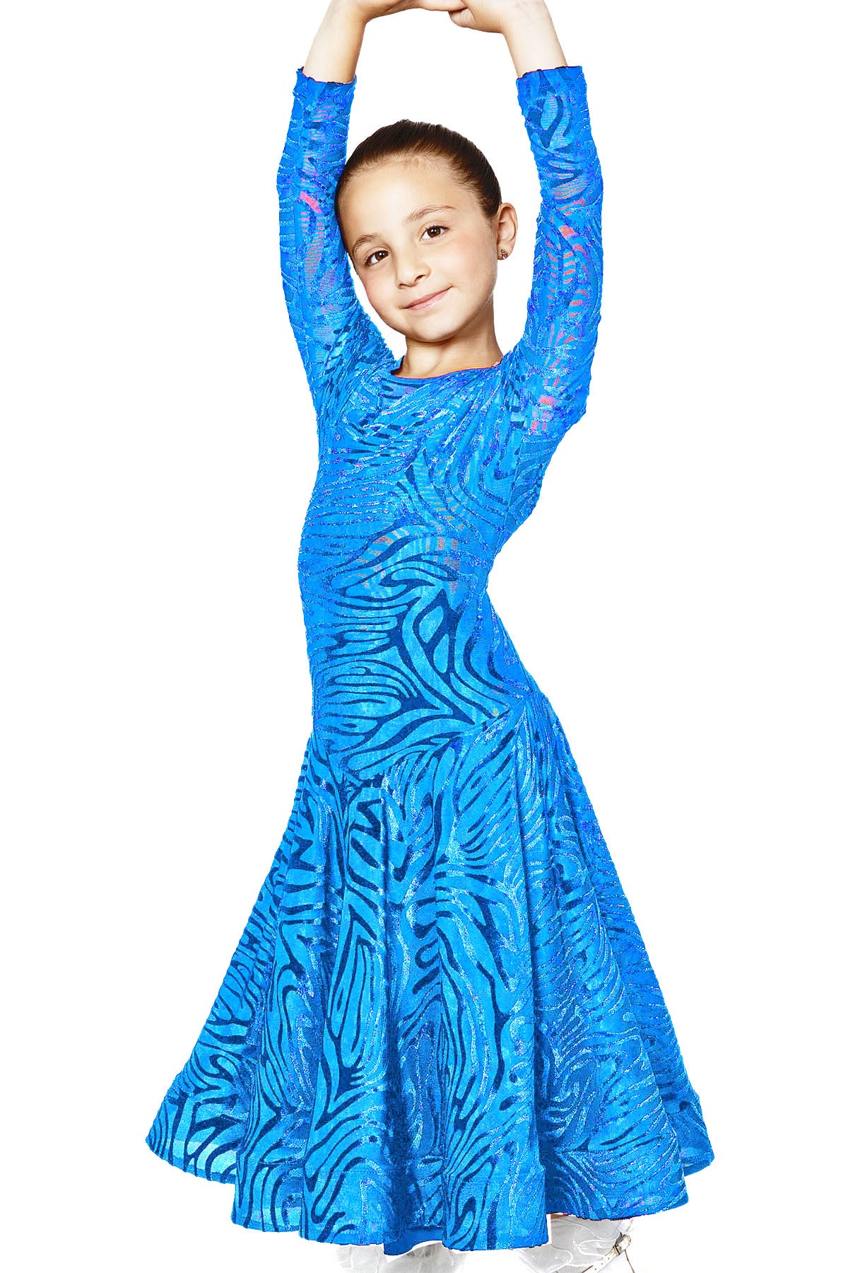 Girl's blue velvet ballroom dancing dress