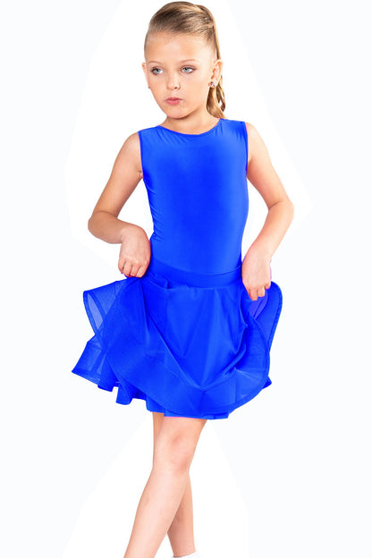Sleeveless blue dance bodysuit for girls