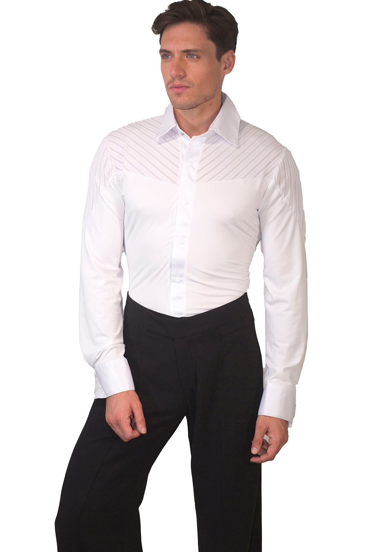 Men's white ballroom dance shirt