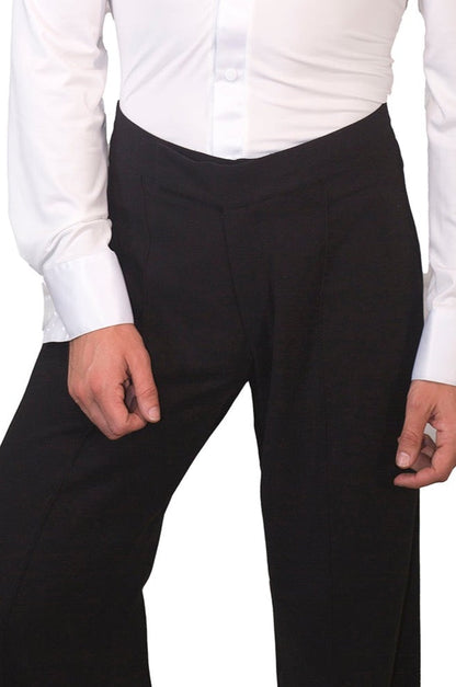 Men's black ballroom dance pants without satin stripe