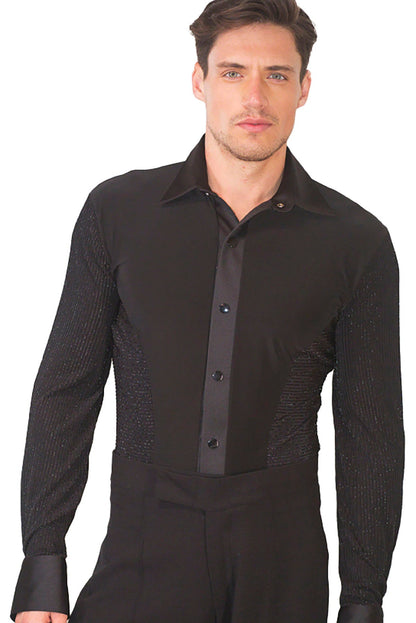 Men's black ballroom dance shirt