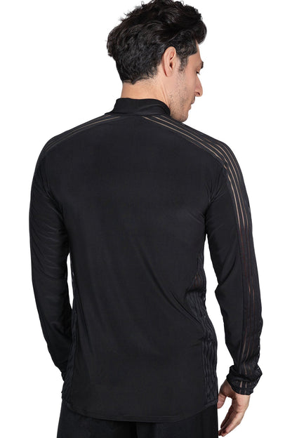 Men's black striped dancing tunic shirt