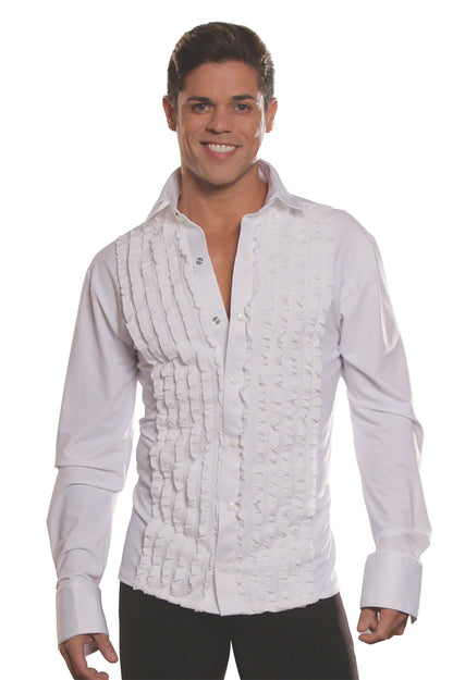 Men's white ruffled tuxedo ballroom shirt