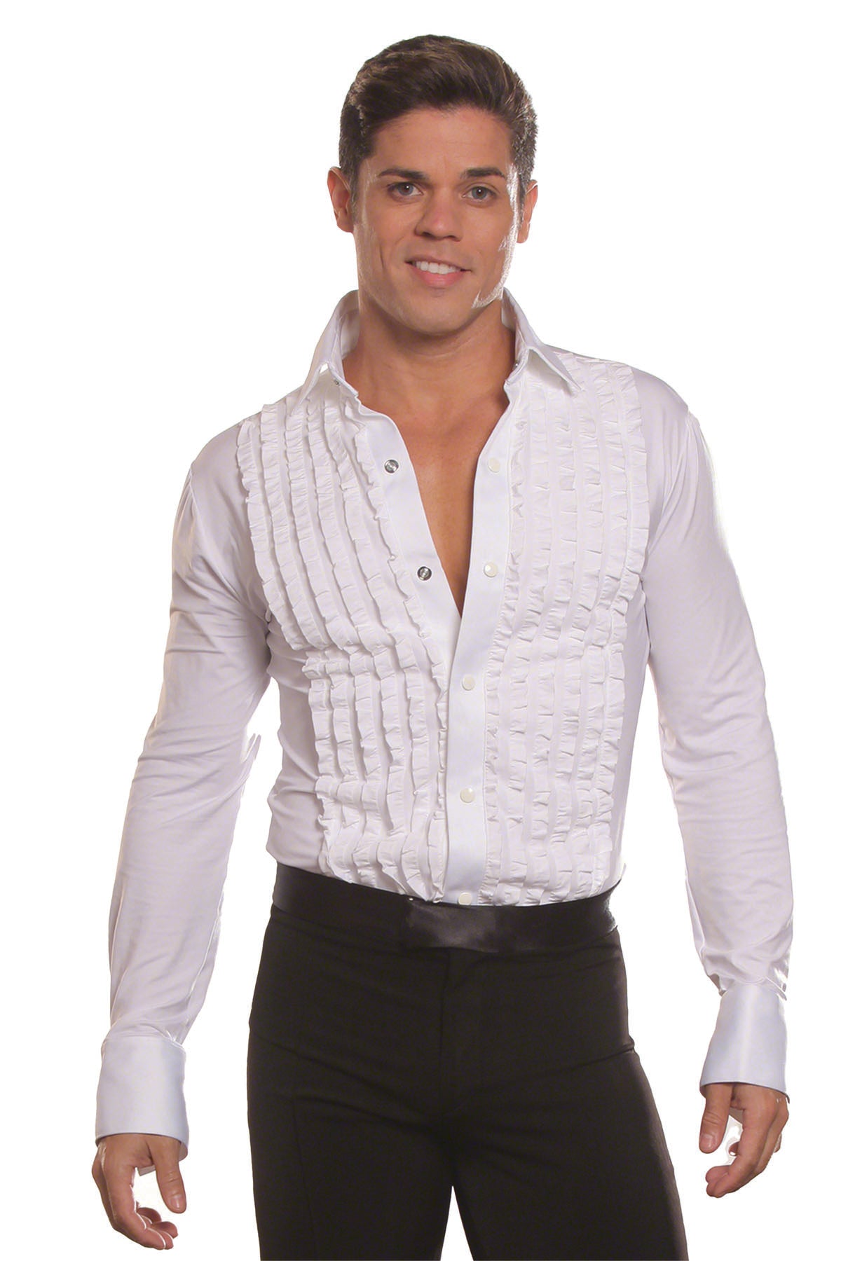 Men's ruffled tuxedo ballroom dance shirt