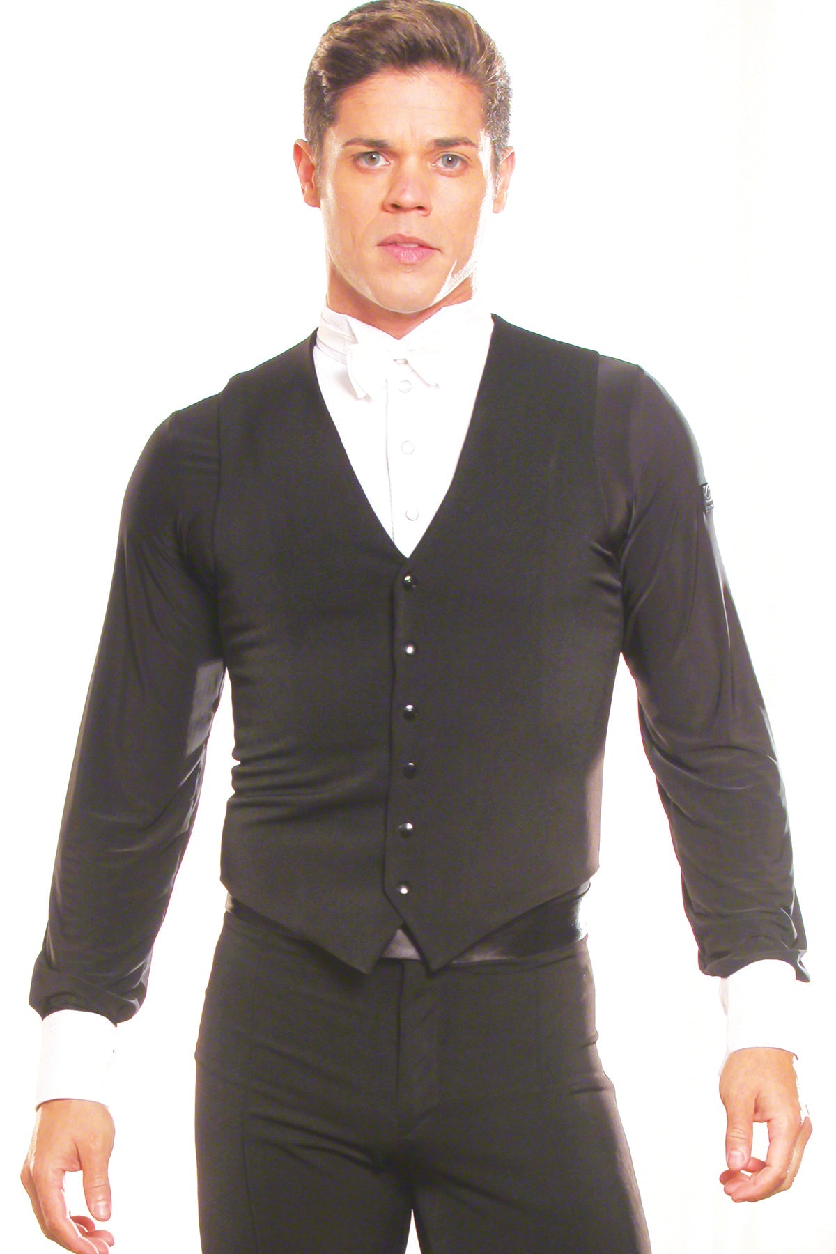 Men's simple black ballroom dance vest