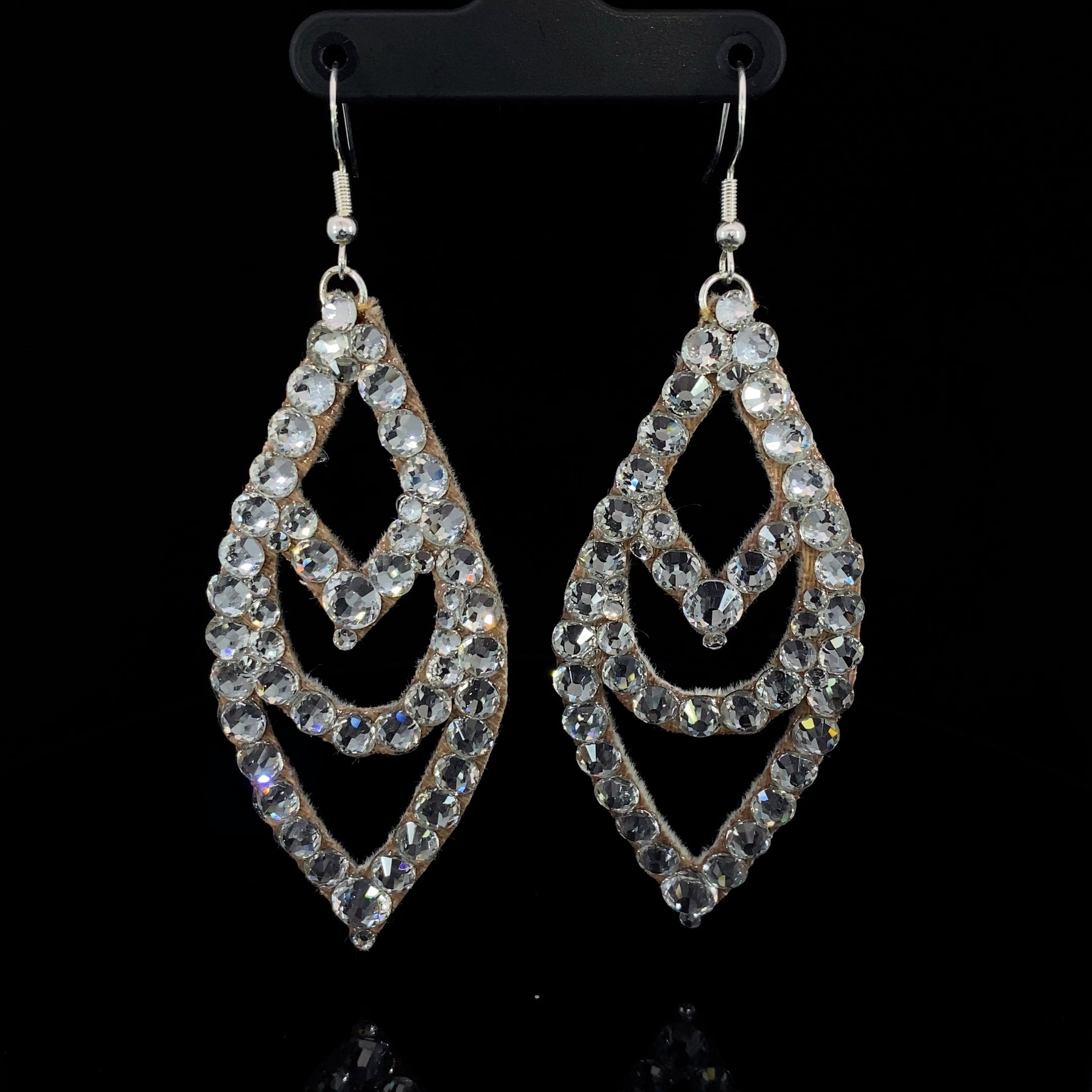 Crystal Large Chevron Earrings with Stones 