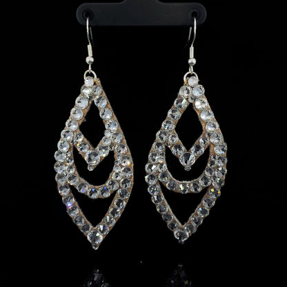 Crystal Large Chevron Earrings with Stones 