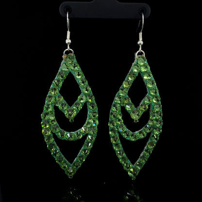 Peridot Large Chevron Earrings with Stones 