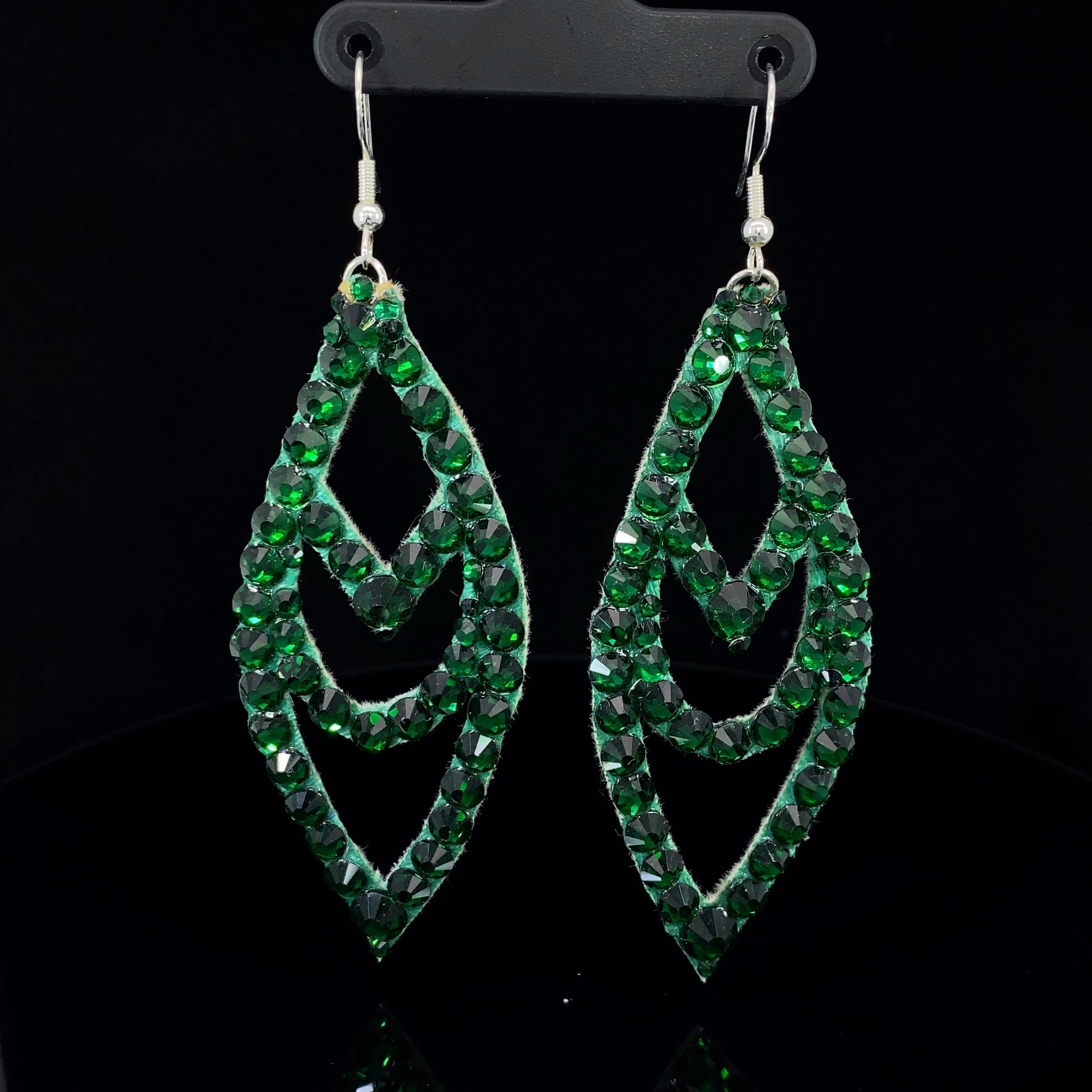 Emerald Large Chevron Earrings with Stones 