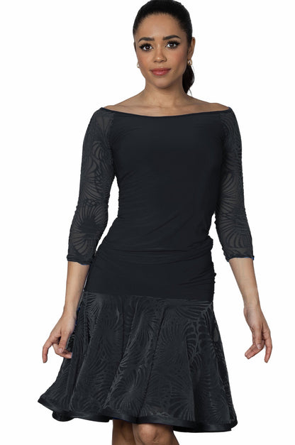 Women's black Latin dance skirt made of velvet