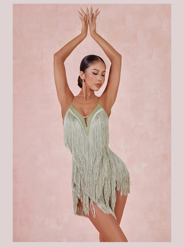 ZYM #10177 Oasis Fringe Latin Practice Dress Pra 1149