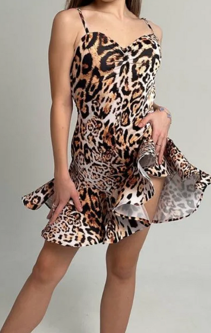 Latin Dance Dress Model Dress Leopard with Sweetheart Neckline Pra 1273