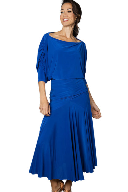 Blue ballroom dance top by Dance America