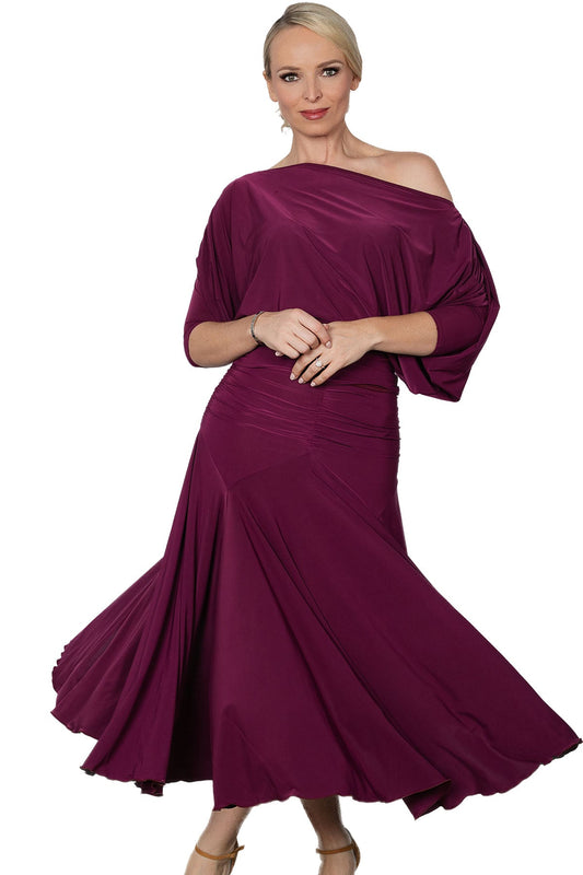 Wine colored long ballroom practice skirt