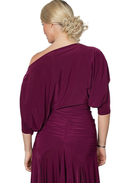 Loose fitting ballroom top in wine