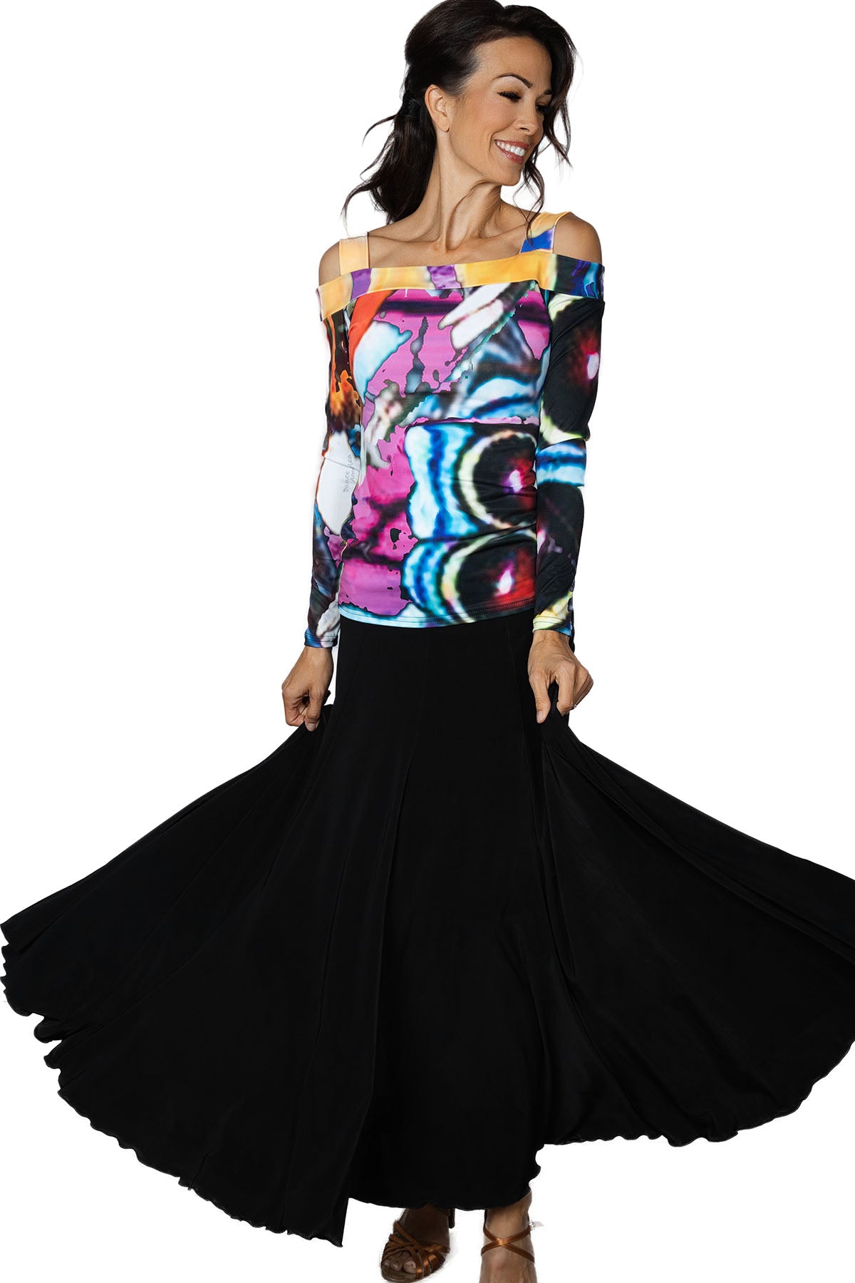 Printed ballroom dance top for women