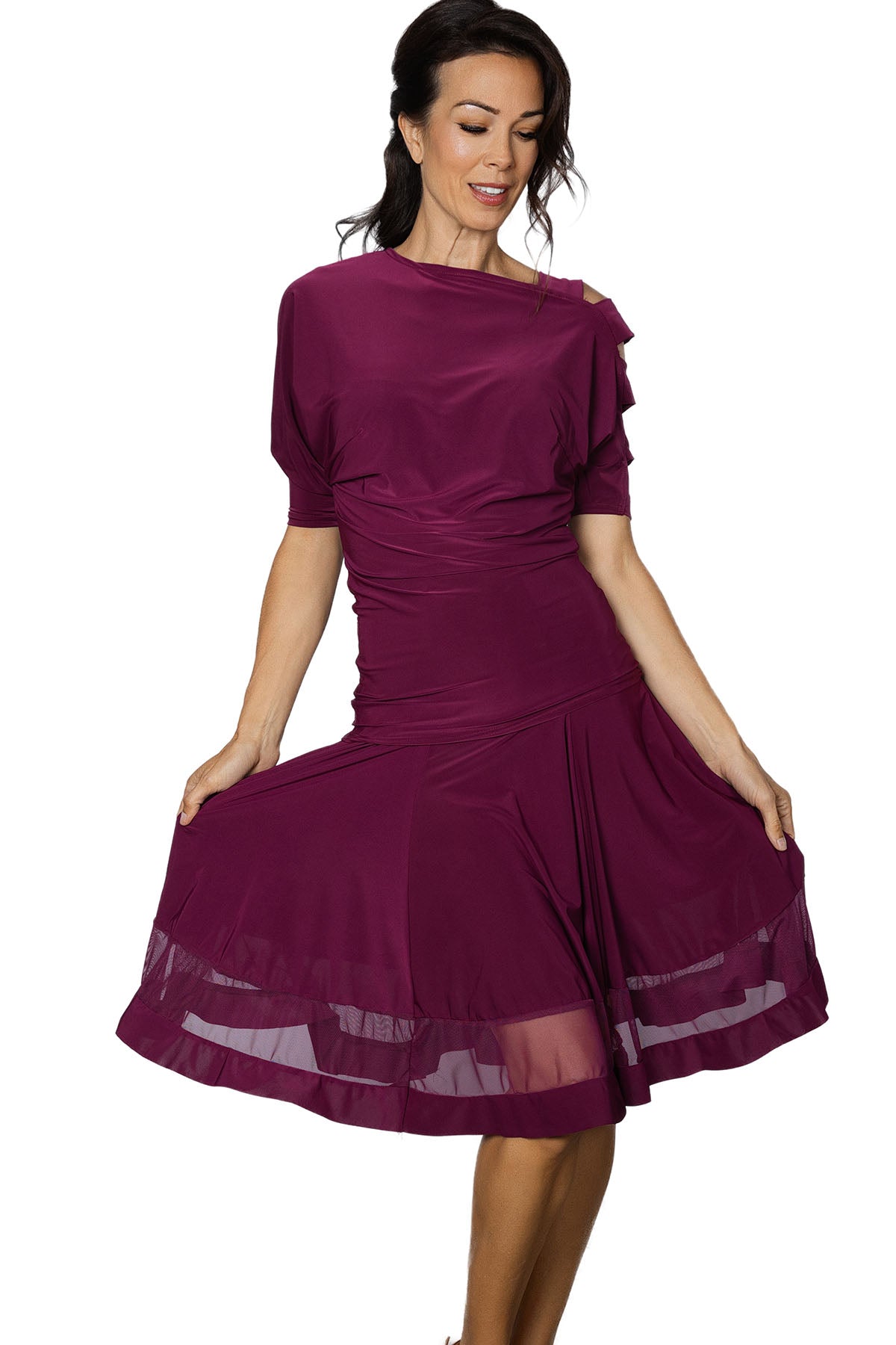 Women's wine colored Latin dancing skirt