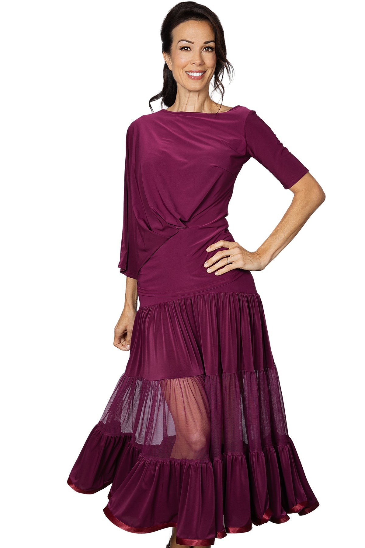 Wine colored ballroom dance skirt