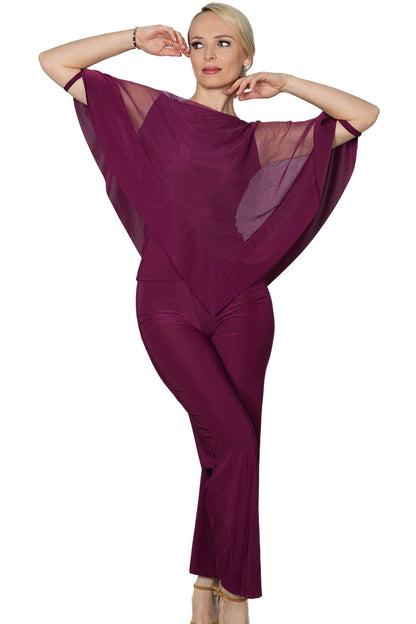 Wine colored ballroom or yoga pants for women