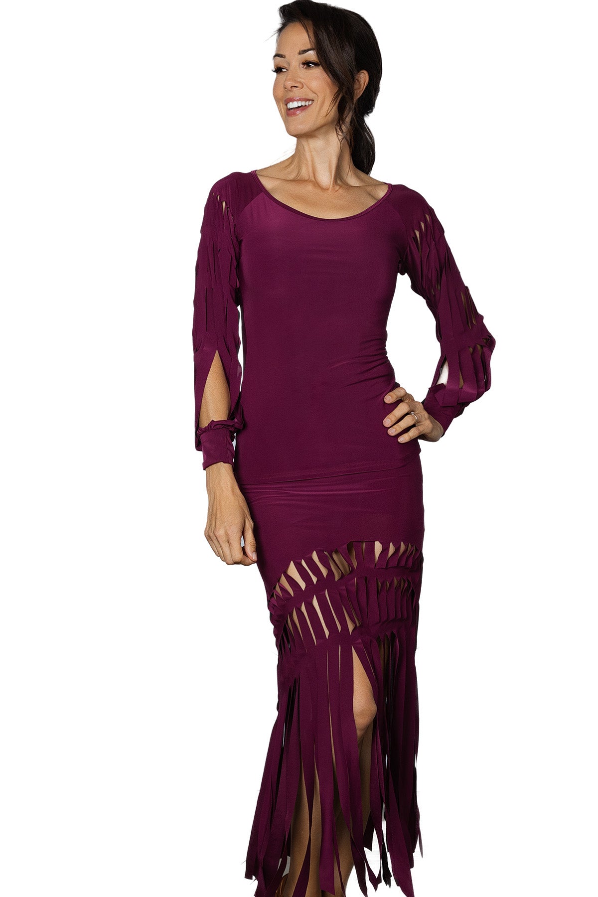 Wine colored women's dancing top