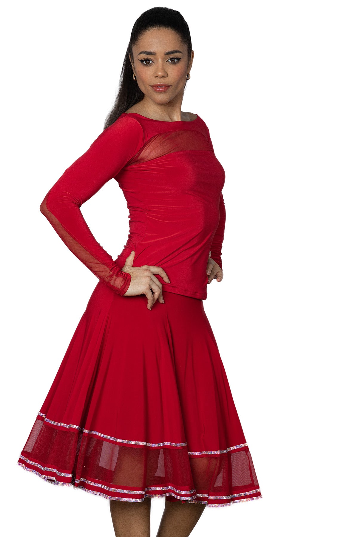 Women's red ballroom dancing top