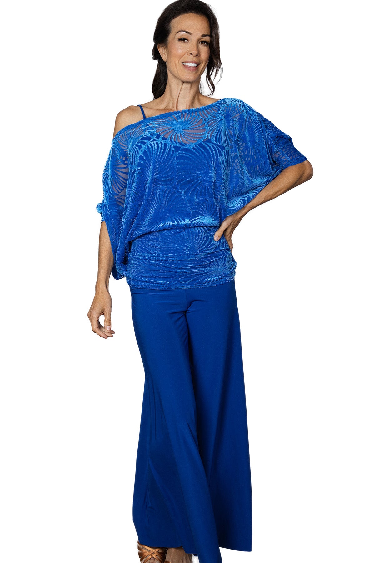 Women's blue dance top with included camisole