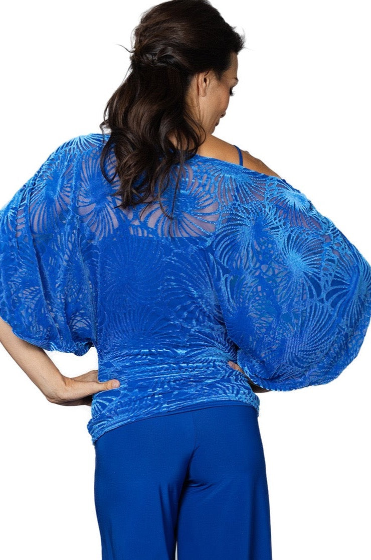 Blue dance top for women's ballroom