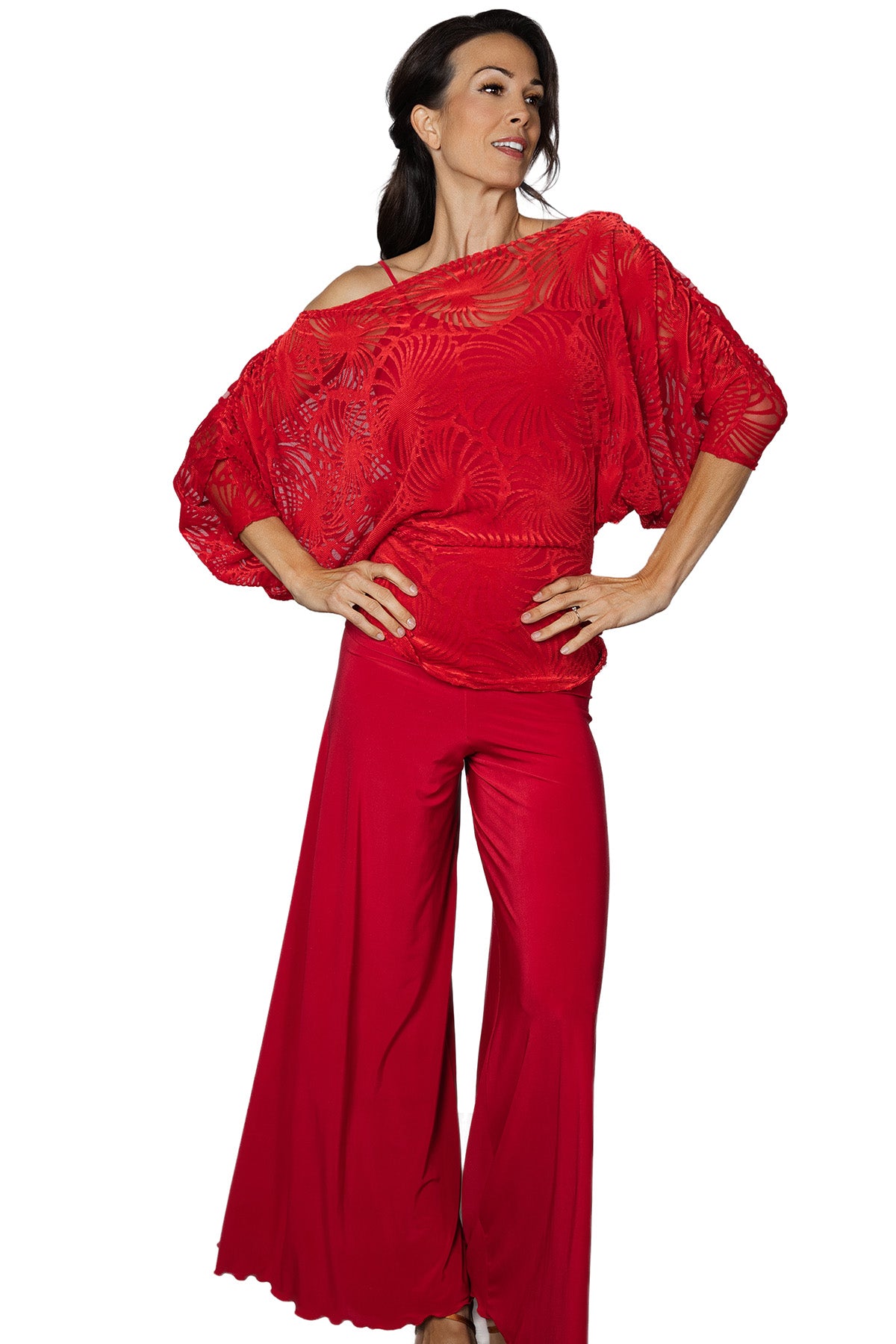 Red ballroom dancing top