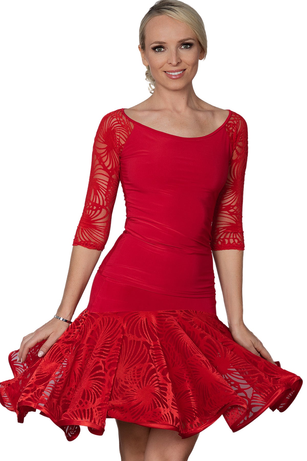 Ladies' red Latin dance skirt